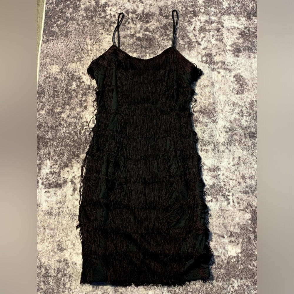 Laura Winston Vintage Black Tiered Fringe Flapper Western Dress Size‎ 5/6